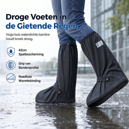 🚇 Waarom je leren schoenen ruïneren door één regenbui? Deze 42 cm hoge PVC-overschoenen houden regen, modder en spatwater buiten – met antislip en reflectie. 50% KORTING!
