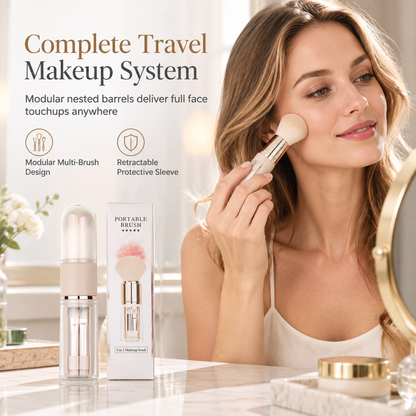 💄 Intrekbare reis-make-upkwastenset – 5 applicators in één afsluitbare tube, beschermde kwasten, verkrijgbaar in koffiebruin, roségoud, zwart en roze.