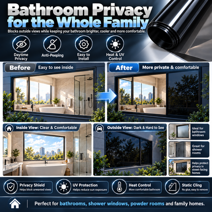 🔒 Meer privacy zonder gordijnen? Deze multifunctionele raamfolie houdt inkijk tegen, beschermt tegen zon en blijft krasvrij. Incl. schraper en mes.