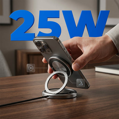 🔥 Waarom zoeken naar een kabel als je telefoon vanzelf vastklikt? 25W turbo, sterke magneten, verstelbare standaard en slimme koeling – alles in één.