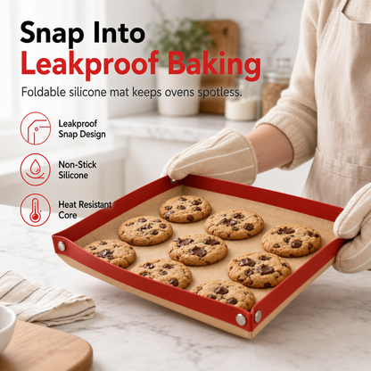 🍪💥 Nooit meer morsen in de oven! Deze silicone bakmat vouwt met één klik om tot een lekvrije bakplaat – perfect voor macarons en patisserie.