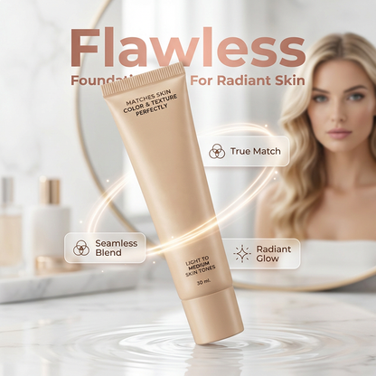 💧💥 Alsof je huid geen foundation nodig heeft! Deze skincare-foundation smelt in je huid, dekt oneffenheden en verzorgt met hyaluronzuur, niacinamide en vitamine E.