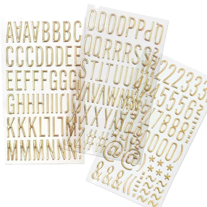 DIY 3D Gold Alphabet & Number Puffy Stickers