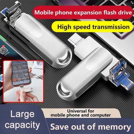 Multifunctionele 4-in-1 Mobiele Telefoon Uitbreiding Flash Drive met Grote Capaciteit